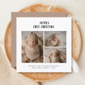 De eerste kerstfoto van een elegante baby feestdagenkaart