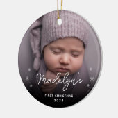 De eerste kerstfoto van een minieme baby glas ornament (Links)