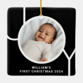 De eerste kerstfoto van een moderne baby is zwart keramisch ornament (Achterkant)