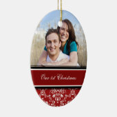 De eerste kerstfoto van een paar met kerstfeest keramisch ornament (Rechts)