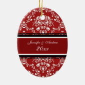 De eerste kerstfoto van een paar met kerstfeest keramisch ornament (Achterkant)