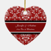 De eerste kerstfoto van een paar met kerstfeest keramisch ornament (Achterkant)