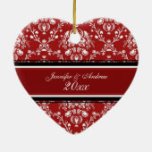 De eerste kerstfoto van een paar met kerstfeest keramisch ornament (Achterkant)