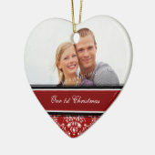 De eerste kerstfoto van een paar met kerstfeest keramisch ornament (Links)