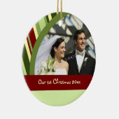 De eerste kerstfoto van een paar met kerstfeest keramisch ornament (Rechts)