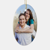 De eerste kerstfoto van een paar met kerstfeest keramisch ornament (Rechts)