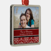 De eerste kerstfoto van een paar met kerstfeest metalen ornament (Rechts)