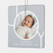 De eerste kerstfoto van Elegant Baby Boy grijs Keramisch Ornament (Links)