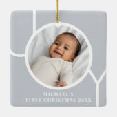 De eerste kerstfoto van Elegant Baby Boy grijs Keramisch Ornament (Achterkant)
