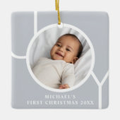 De eerste kerstfoto van Elegant Baby Boy grijs Keramisch Ornament (Voorkant)
