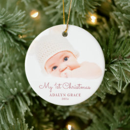 De eerste kerstfoto van Elegant Script Baby: Ceram Keramisch Ornament