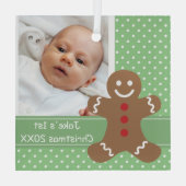 De eerste kerstfoto van Gingerbrood Man Baby Glas Ornament (Achterkant)