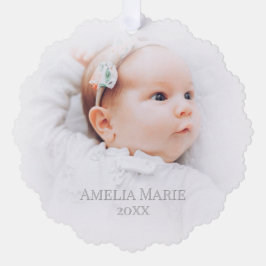 De eerste kerstfoto van Hazy Baby Ornament Kaart