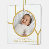 De eerste kerstfoto van het meisje keramisch ornament (Links)