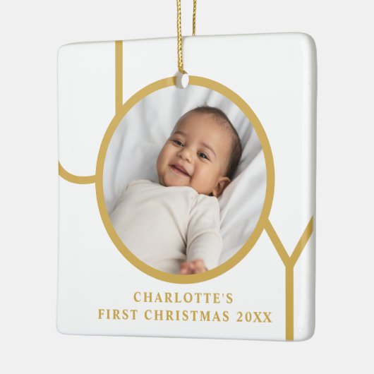 De eerste kerstfoto van het meisje keramisch ornament (Links)