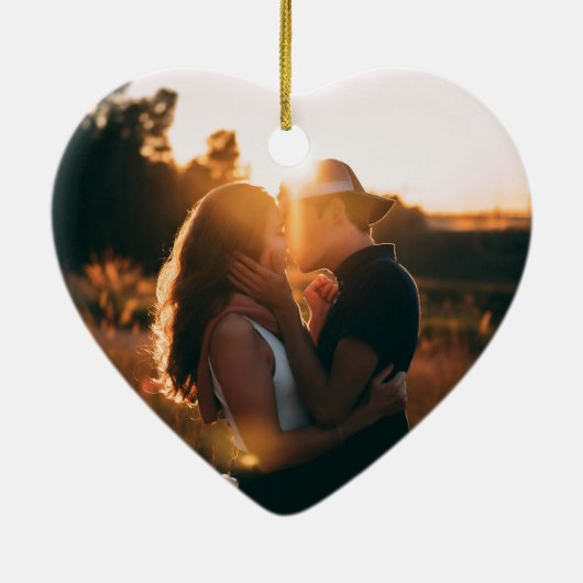De eerste kerstfoto van het paar samen keramisch ornament (Achterkant)