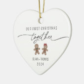 De eerste kerstfoto van het paar samen keramisch ornament (Links)