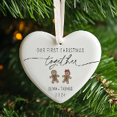 De eerste kerstfoto van het paar samen keramisch ornament
