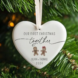 De eerste kerstfoto van het paar samen keramisch ornament