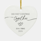 De eerste kerstfoto van het paar samen keramisch ornament (Voorkant)