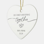 De eerste kerstfoto van het paar samen keramisch ornament (Links)