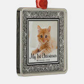 De eerste kerstfoto van Kitten Metalen Ornament (Rechts)