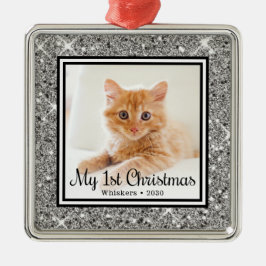 De eerste kerstfoto van Kitten Metalen Ornament
