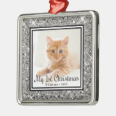 De eerste kerstfoto van Kitten Metalen Ornament (Links)