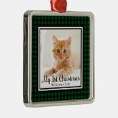 De eerste kerstfoto van Kitten Metalen Ornament (Rechts)