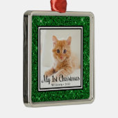 De eerste kerstfoto van Kitten Metalen Ornament (Rechts)