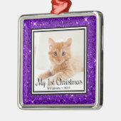 De eerste kerstfoto van Kitten Metalen Ornament (Links)