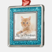 De eerste kerstfoto van Kitten Metalen Ornament (Links)