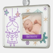 De eerste kerstfoto van Little Angel Baby Verzilverd Omlijst Ornament (Links)