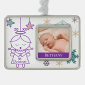 De eerste kerstfoto van Little Angel Baby Verzilverd Omlijst Ornament (Voorkant)
