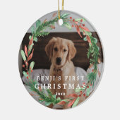 De eerste kerstfoto van mijn dichter keramisch ornament (Links)