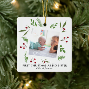 De eerste kerstfoto van mijn zus Holly Keramisch Ornament