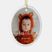 De eerste kerstfoto van Modern Baby Keramisch Ornament (Rechts)