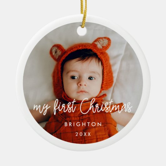 De eerste kerstfoto van Modern Baby Keramisch Ornament (Voorkant)
