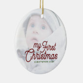 De eerste kerstfoto van Modern Simple Elegant Baby Keramisch Ornament (Rechts)