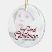 De eerste kerstfoto van Modern Simple Elegant Baby Keramisch Ornament (Links)