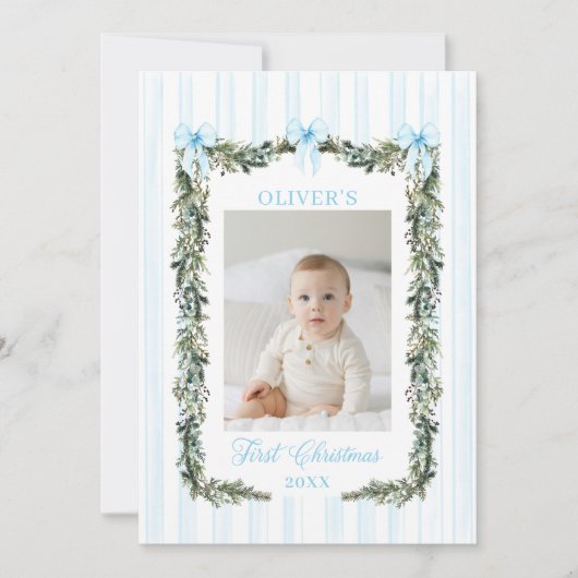 De eerste kerstfotokaart van de baby kaart (Voorkant)