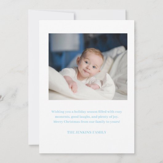 De eerste kerstfotokaart van de baby kaart (Achterkant)