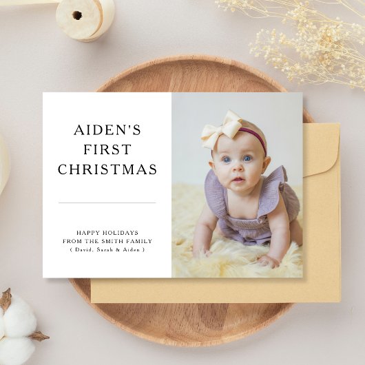De eerste kerstfotokaart van Modern Baby Feestdagenkaart