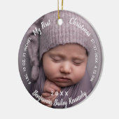 De eerste kerstfoto's van baby's, de naam Birth St Keramisch Ornament (Links)