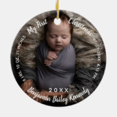 De eerste kerstfoto's van baby's, de naam Birth St Keramisch Ornament (Achterkant)
