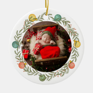 De eerste kerstfotovakantie van Baby Keramisch Ornament