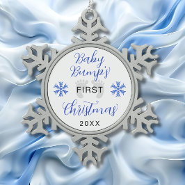 De eerste kerstglitter van baby Bump Tin Sneeuwvlok Ornament