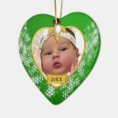 De eerste kerstgroene goudfoto voor baby's keramisch ornament (Links)