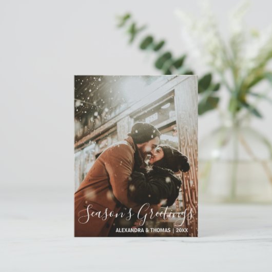 De eerste kerstgroet van het seizoen is getrouwd | feestdagenkaart (Staand voorkant)