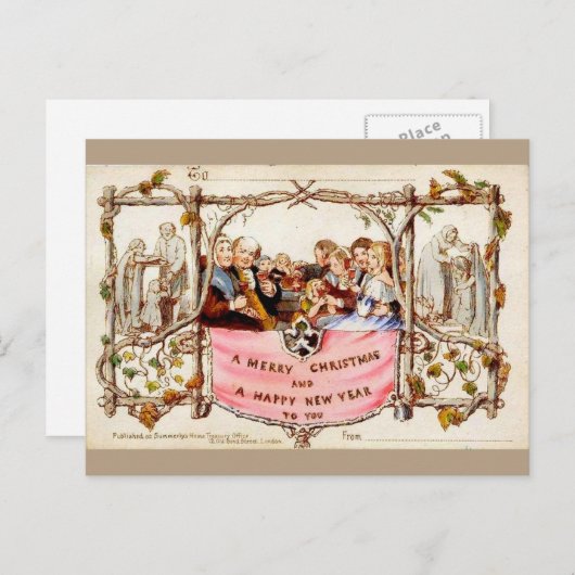 De Eerste Kerstkaart Feestdagenkaart (Voorkant / Achterkant)